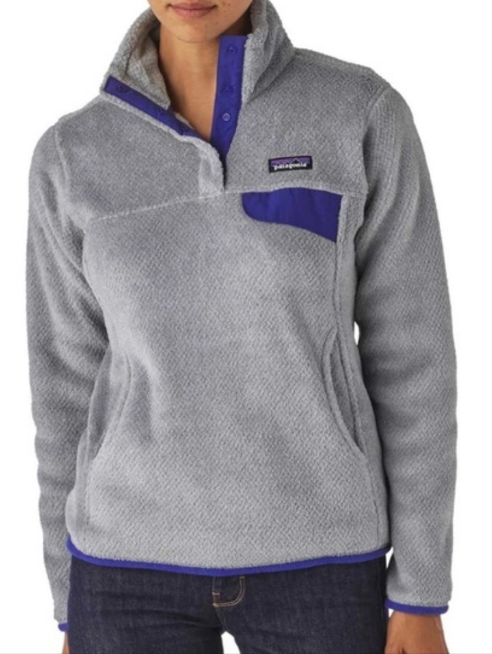 Patagonia Re-Tool Snap-T Pullover Fleece Gray Purple Women’s M Polartec